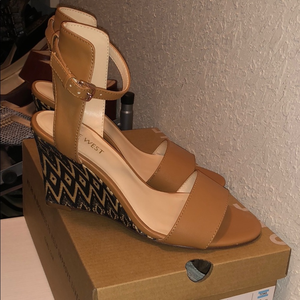 Tan Nine West Wedges with ankle strap